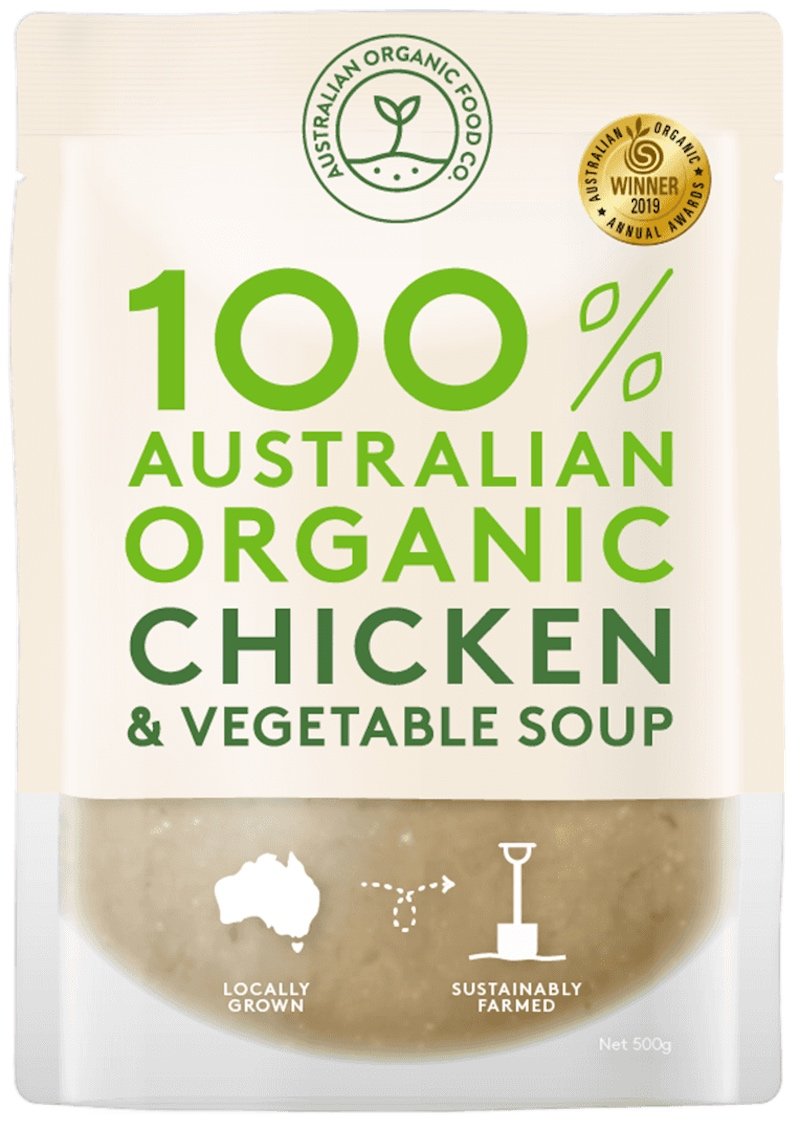 AOFC Organic *AVAILABLE JUNE* Chicken, Spelt & Vegetable Soup *large chilled* 50
