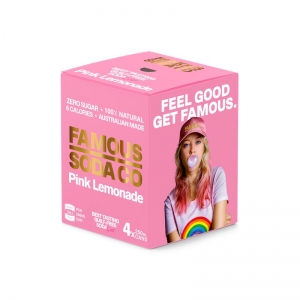 FAMOUS CANS PINK LEMONADE 250ML 4 PACK (BOX OF 6)