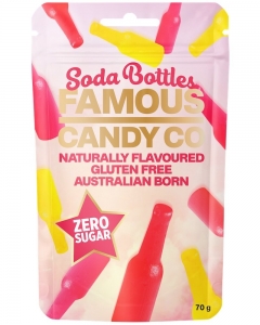 FAMOUS CANDY CO  **NEW** SUGAR FREE SODA BOTTLES 70G (BOX OF 8)