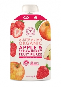 AOFC Organic Apple & Strawberry Puree 120G (BOX OF 6)
