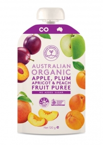 AOFC Organic Apple, Plum, Apricot & Peach Puree 120G (BOX OF 6)