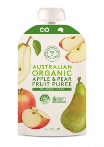 AOFC Organic Apple & Pear Fruit Puree 120G (BOX OF 6)